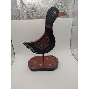 Vtg Hand Painted Wooden Duck Figurine‎ Country Farmhouse Decor Accent 11.5x7